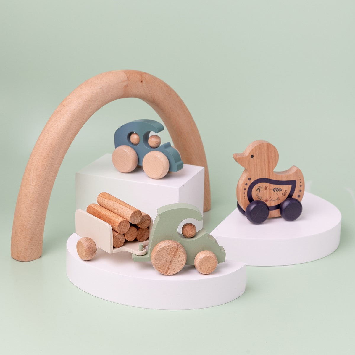 Double push car - blue