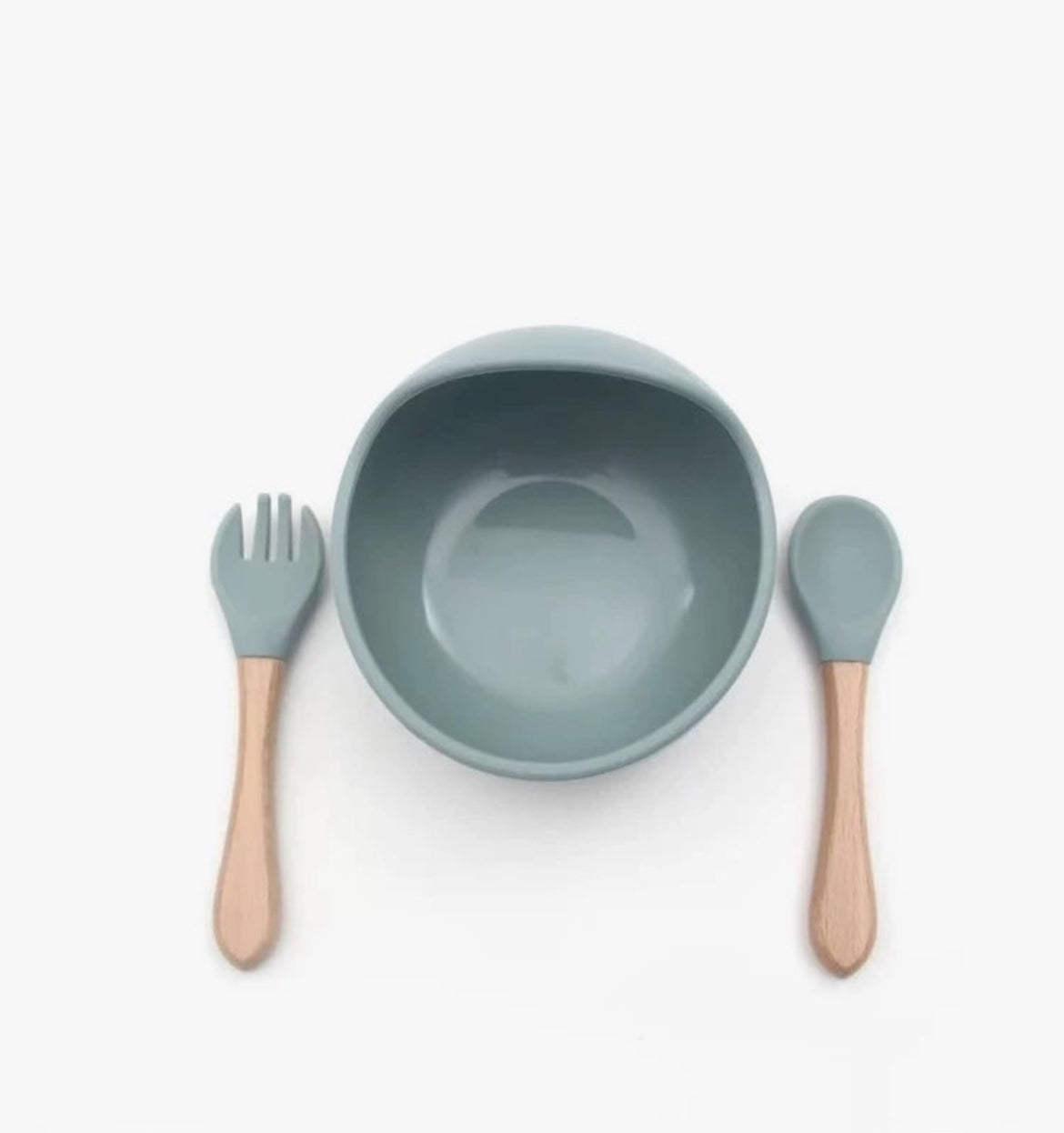 Silicone bowl, spoon & fork set